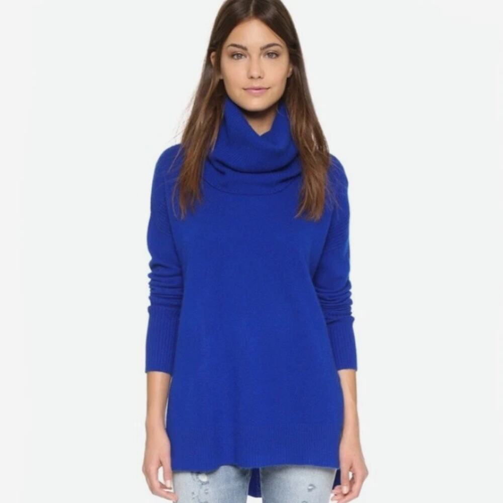 Diane Von Furstenberg Ahiga Royal Blue Cashmere‎ Cowl Neck Sweater Womens Size P